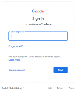 visual depiction of the Google sign-in form