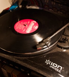 “Oracular Spectacular,” MGMT’s first album, spins on a modern record player. Photo by Ashley Lane
