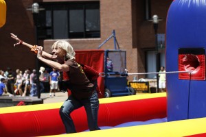 A representative for UPS laughs as she plays one of the many games at last year's Cav Kickoff. This year's event will take place from 10 a.m. to 2 p.m. Wednesday in Fountain Square Plaza. Ledger file photo