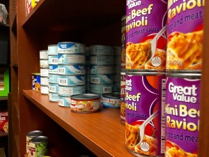 Canned goods in the food pantry, OCB 261Q. Photo by Pete Schulte. 