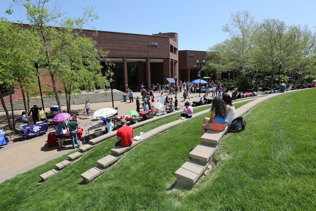 photo of students in outside ampitheatre