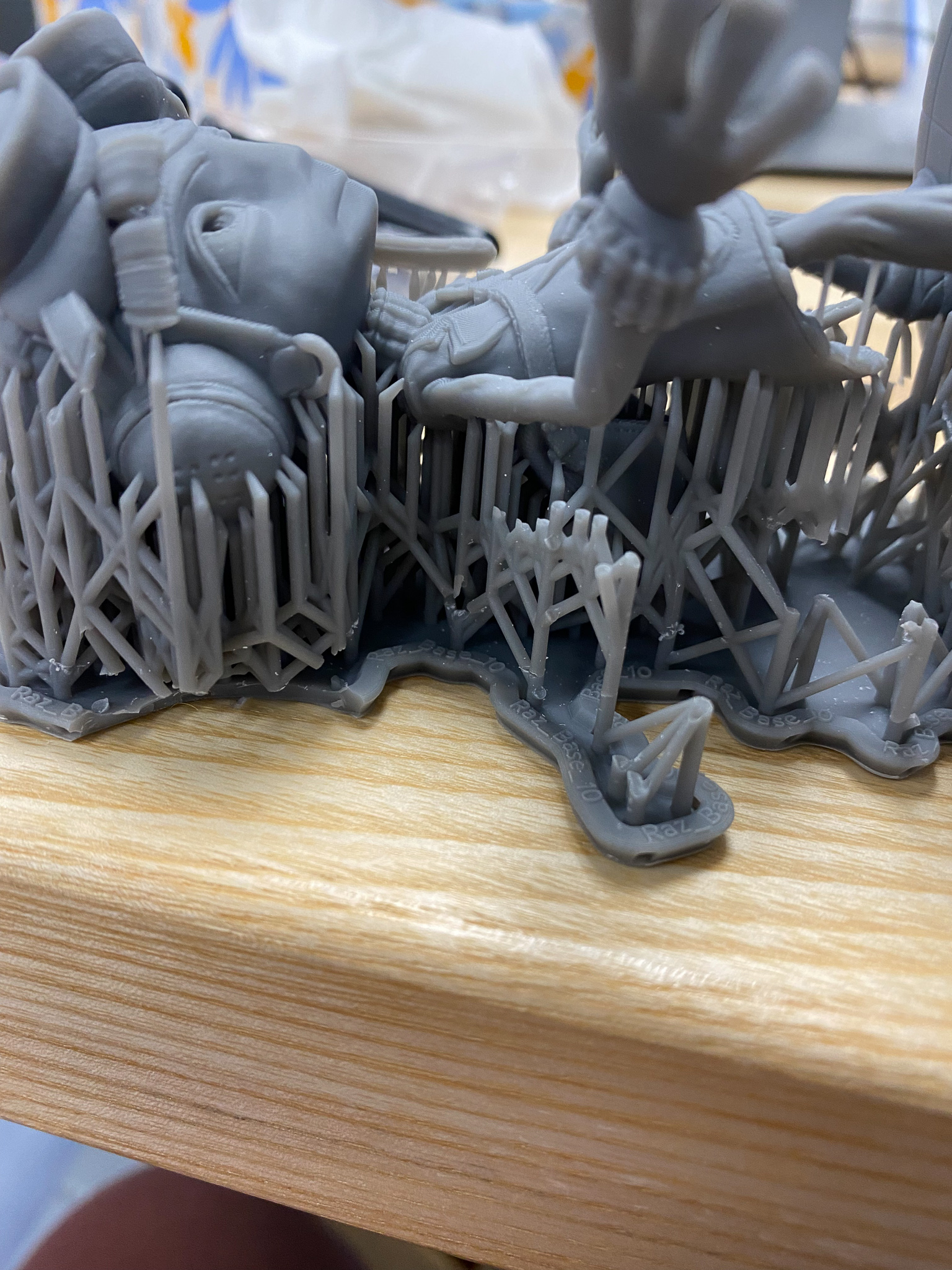 Gray Resin Figure with Supports - Resin Printer