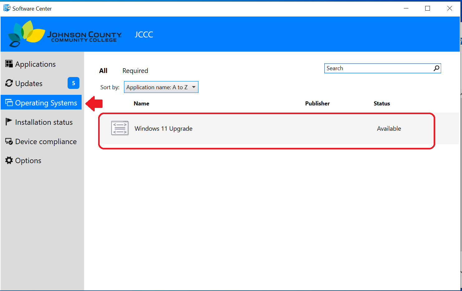 software center options picture