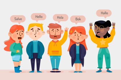 young people saying hello in different languages