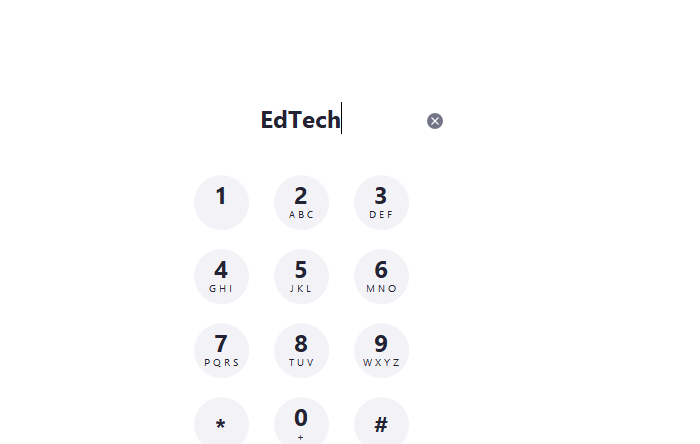 screenshot of the zoom phone client with edtech typed into the box