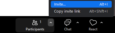 screenshot of icons for invite during meeting