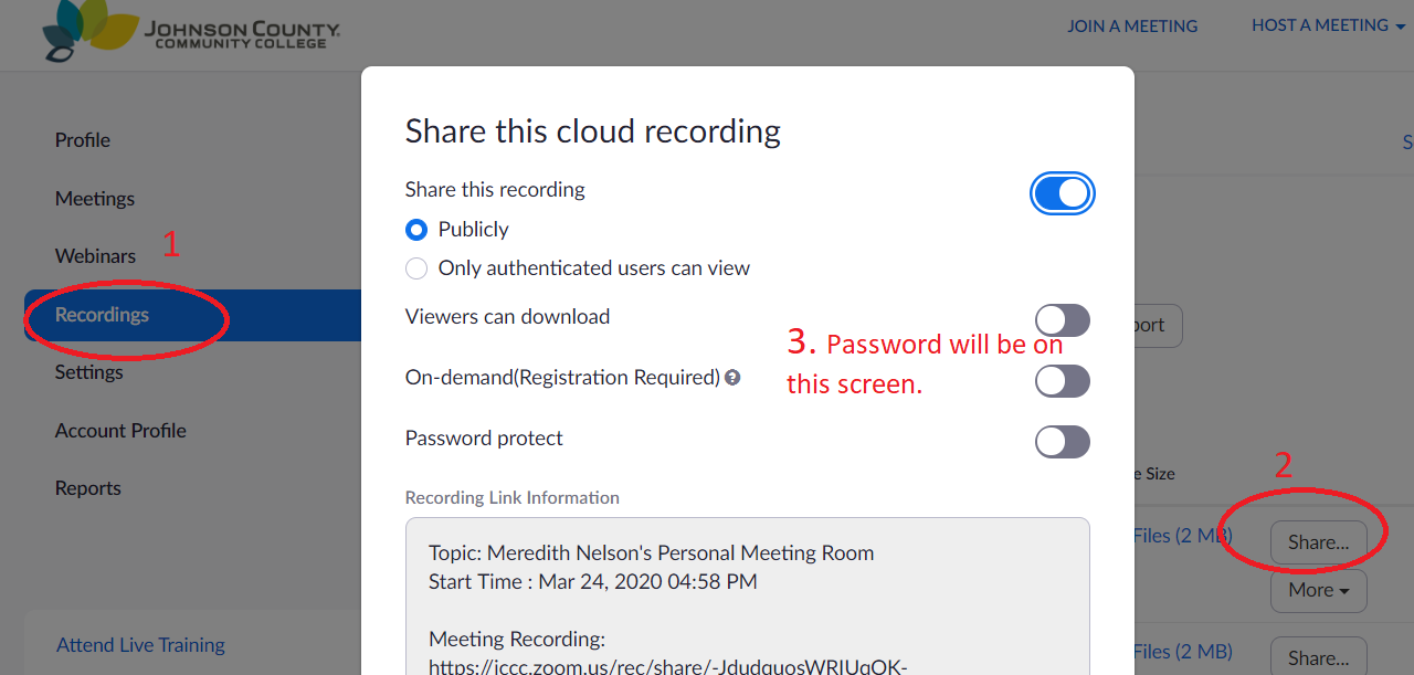 New Default Zoom Setting Passwords to View Recordings Teaching